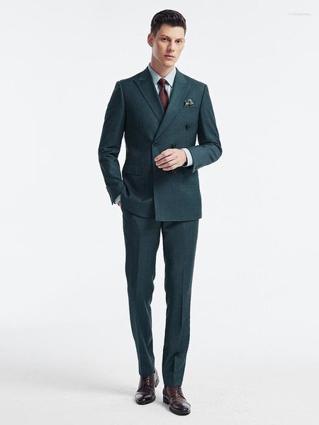 Costumes pour hommes hommes hommes Double boutonnage ensemble bleu profond 2023 formel mariage marié bal homme d'affaires tenue quotidienne 44A 54A coupe ajustée vêtements