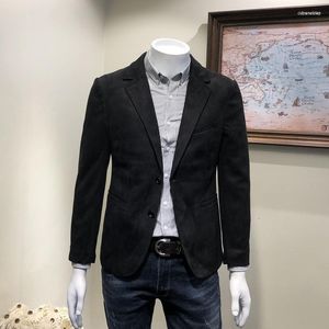 Costumes pour hommes vêtements pour hommes 2023 daim affaires costume décontracté hommes veste mince Style classique mâle Blazer noir gris armée vert grande taille