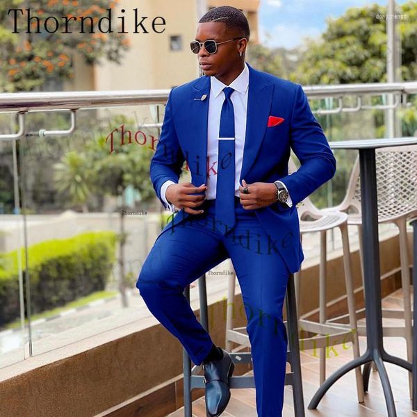 Trajes para hombres Thorndike de 2 piezas Conjunto formal para hombres Azul real Púrpura Caballero Clásico Hombres para boda Elegante