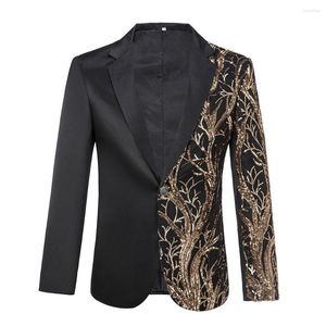 Costumes Hommes Veste De Costume À Paillettes Paillette Paillette Paillette Blonde Clair Champagne Blazer À Paillettes Tenue Noir Et Or Robe Interprète