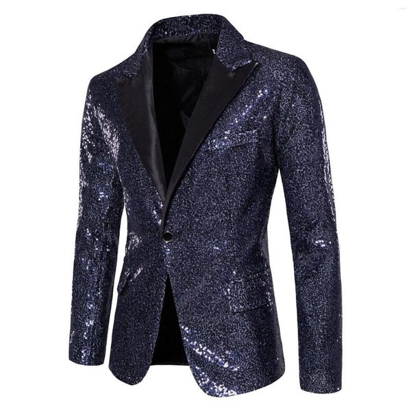 Costumes pour hommes Hommes Brillant Paillettes Tuxedo Party Dîner Bal Un Bouton Costume Veste