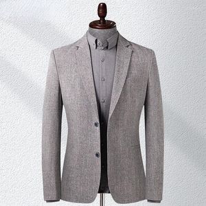 Herenpakken Mannen Lente Zomer Dunne Linnen Blazer Jas Business Casual Hoge Kwaliteit Party Bruiloft Kleding Slim Fit Uitloper