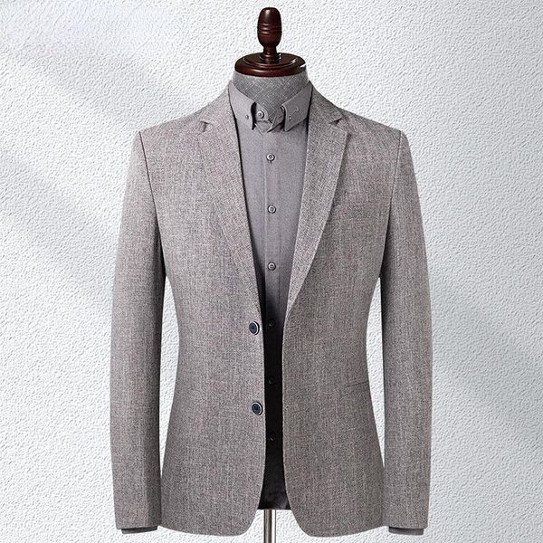 Trajes para hombre, chaqueta de lino fina para primavera y verano, chaqueta informal de negocios, ropa de fiesta de boda de alta calidad, prendas de vestir ajustadas