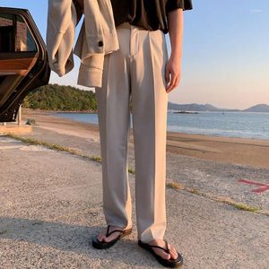 Costumes pour hommes hommes pantalons décontractés droits 2023 été Style coréen Baggy personnalité fente jambe large costume pantalon mâle Streetwear N41