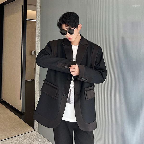 Costumes pour hommes hommes Streetwear mode ample décontracté épissure tendance Hip Hop épaulette costume manteau Blazers mâle coréen Vintage veste