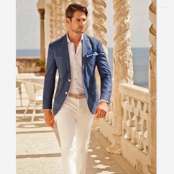 Costumes pour hommes hommes costume 2 pièces décontracté été plage mariage rue bal pour fête marié veste avec pantalon