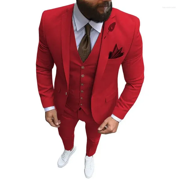 Trajes para hombres traje para hombres 3 piezas colocados banquetes rojos de boutique negro banquete de boda un botón elegante blazer masculino (chaleco de pantalones)