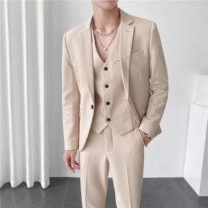 Trajes de hombre Traje de hombre 3 piezas Color sólido Ajuste delgado para negocios Ocio Comercial Boda y banquete Vestidos Chaqueta Chaleco con pantalones