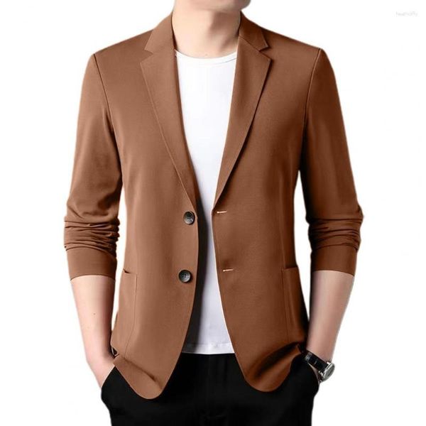 Trajes para hombres Traje de hombre Abrigo de negocios para solapa Mangas largas Botones dobles Bolsillos rectos Formal Verano