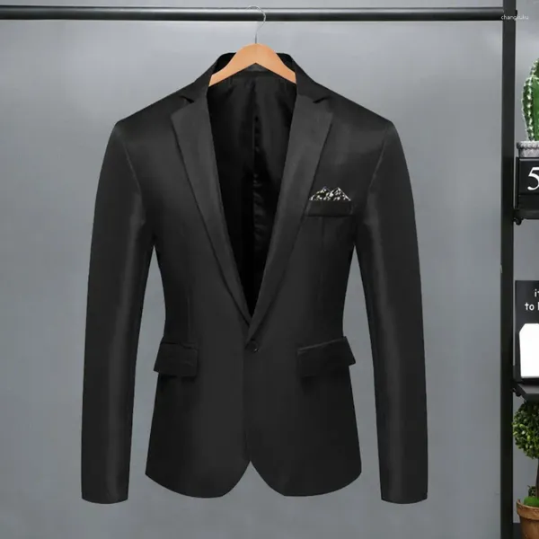 Trajes para hombres Abrigo de traje para hombre Chaqueta de negocios formal elegante con un solo botón Cuello vuelto ajustado para novio Padrino de boda