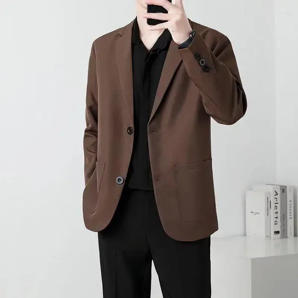 Trajes para Hombres Chaquetas de Traje para Hombres Blazer Abrigo Slim Fit Casual Elegante Ropa de Moda de otoño Dos Botones Color sólido Coreano Negro/Caqui/Café