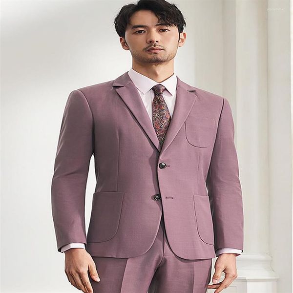 Costumes pour hommes Hommes Costume Set Blazer Pantalon 28% Laine 120S Mariage Groom Wear Light Purple Slim Fit 2022 Été Loisirs Normal Man Cl347V