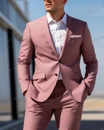 Costumes masculins Tuxedos Business Suit Pink Groom Groomsman Prom Wedding Party Formal 2 pièces Set et pantalon