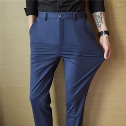 Costumes pour hommes MenHigh Stretch Ice Soie Tissu Pantalon Mâle Vêtements De Cérémonie Boutique Pantalon Qualité Hommes Style Britannique Affaires Casual