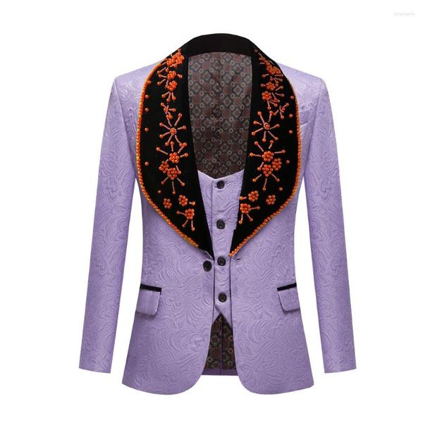 Trajes para hombre, 2 piezas, corte entallado, informal, para novios, esmoquin con solapa y cuello colorido para boda Formal (chaleco Blazer)