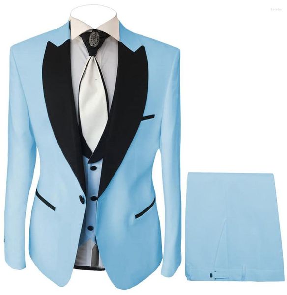 Costumes pour hommes Hommes 3 pièces Revers cranté Tuxedos Party Mode Solide Couleur brillante Veste Blazer Pantalon Gilet pour mariage