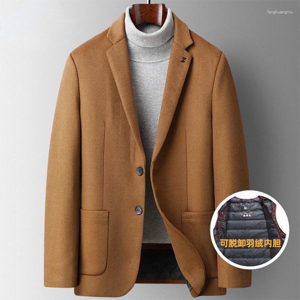 Trajes para hombres para hombres chaqueta blazer casual de invernal de otoño para hombres 35.1% de lana pelaje desmontable de lina