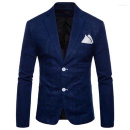 Costumes masculins Blazers Spring Automne 2023 Coton décontracté 2 Button Coton et lin 9 couleurs Blazer Homme