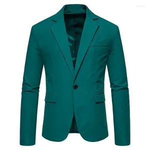 Costumes pour hommes Hommes Vert Foncé Printemps Blazer 2024 Un Bouton Casual Slim Fit Veste De Fête De Mode Léger Manteau De Sport Mâle