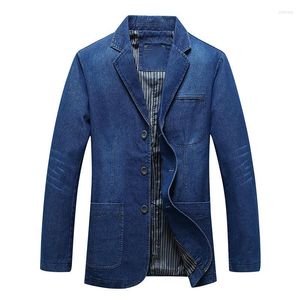 Herenpakken Heren Denim Blazer Mannen Mode Katoen Vintage Pak Bovenkleding Mannelijke Blauwe Jas Jas Slim Fit Jeans Blazers Top