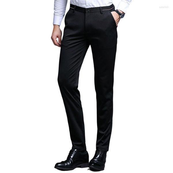 Trajes para hombre, pantalones de vestir para hombre, traje Formal informal de negocios, pantalones de oficina para primavera y otoño, pantalones clásicos rectos para hombre, negro y azul