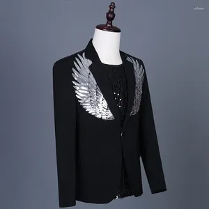 Costumes pour hommes Hommes Mode Wing Paillettes Blazer Veste Un Bouton Slim Fit Costume Blazers Hommes De Mariage Costumes De Scène De Bal Pour Les Chanteurs