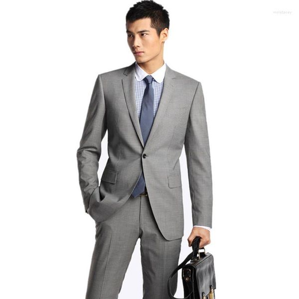 Trajes para hombre, chaqueta gris claro para hombre, pantalones, vestido Formal, conjunto de traje para hombre, esmoquin para novio de boda, ocio masculino (pantalones de chaqueta) 2023