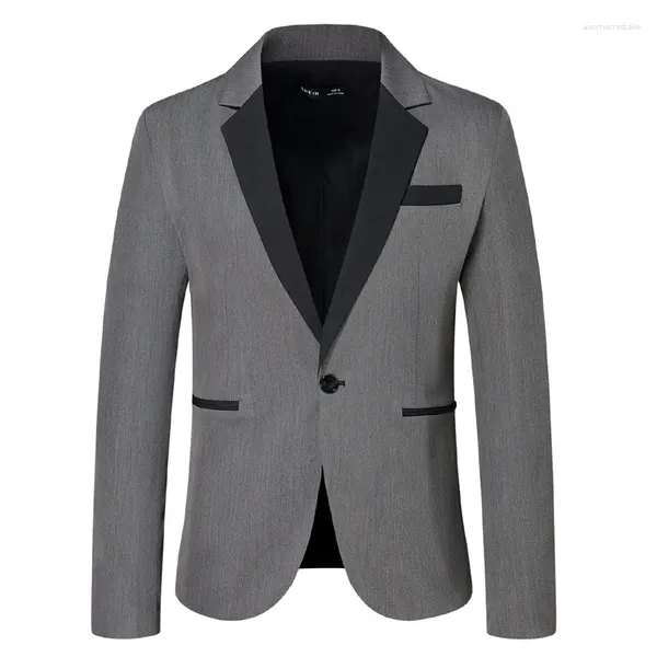 Costumes pour hommes Hommes Premium Gris Tuxedo Blazer Veste Slim Fit Casual Un Bouton Costume Vestes Sport Manteau Hommes Quotidien Business Blazers Pour XXL