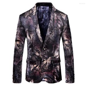 Trajes para hombre, Blazers de fiesta estampados para hombre, chaqueta de terciopelo a la moda de diseño 2023, ropa de escenario para hombre, chaqueta ajustada de talla grande 4XL 5XL