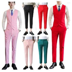 Costumes pour hommes Pantalons de costume de couleur pure pour hommes Business Slim Fit Dress Pantalons de bureau pour hommes Casual 17 couleurs