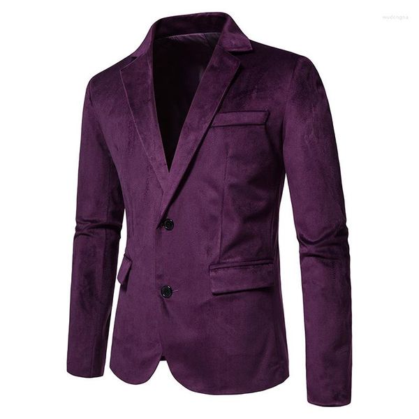 Trajes para hombres para hombres Púrpura de terciopelo blazer muesca de solapa de terciopelo