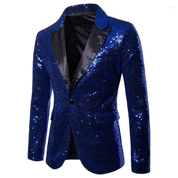 Costumes pour hommes Hommes Brillant Paillettes Costume Blazer Veste Fête Vacances Années Festival Tuxedo Sport Manteau Blazers Hommes Scène De Mariage Costume De Bal