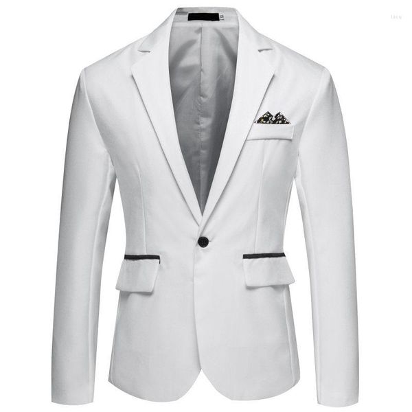 Trajes de hombre para hombre, ropa de trabajo informal blanca, chaqueta de traje con estilo, chaqueta de gamuza con un botón, chaquetas de esmoquin para fiesta de novio de boda para hombre XXL