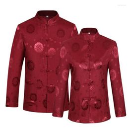 Costumes pour hommes Costume tunique chinoise d'âge moyen Hommes Blazer Mince Manteau Hommes Tang Style Col Montant Amoureux Femmes Et Homme Veste D'été