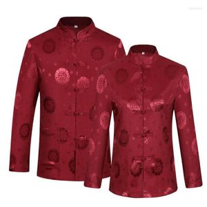 Trajes de hombre traje túnica China de mediana edad chaqueta fina para hombre estilo Tang cuello alto amantes mujer y hombre chaqueta de verano