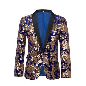 Costumes pour hommes moderne élégant velours Blazer Sequin costume veste hommes de luxe bleu Royal vin rouge Ropa Hombre