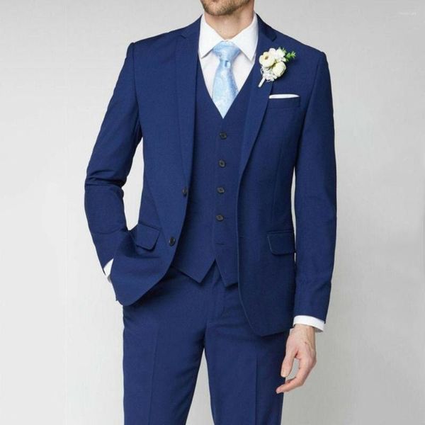 Costumes pour hommes bleu marine 3 pièces pour hommes coupe ajustée élégant formel garçons d'honneur marié mariage Blazer gilet pantalon Terno Masculino