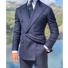 Herenpakken Navy Blue Formal Men Business Slim Fit aangepaste bruidegom Tuxedo For Wedding Party 2 -delige mannelijke mode kostuum 2023