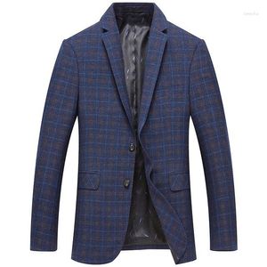 Costumes pour hommes bleu marine hommes tenue décontractée veste Plaid rayure Costume Blazer manteau hommes sur mesure Costume de haute qualité