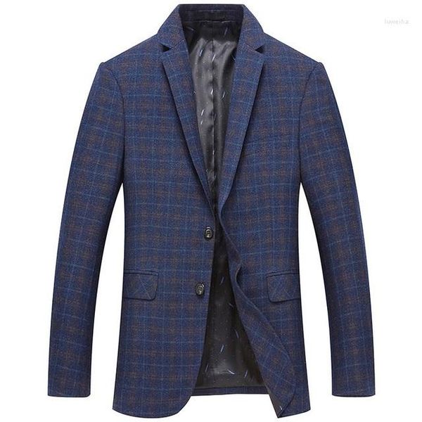 Trajes para hombres azul marino para hombre casual chaqueta a cuadros traje de franja a cuadros