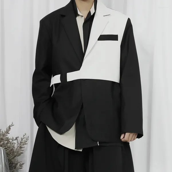 Trajes para hombres NDNBF Chaquetas originales Modelo de diseño para hombres de color pequeño en blanco y negro que combina con toda la chaqueta de traje joven y guapo