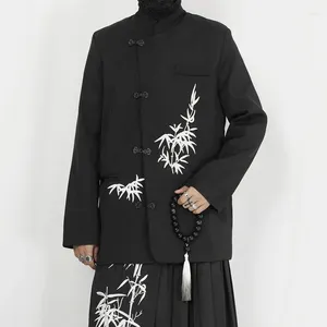 Herenpakken ndnbf yamamoto -stijl kleding 2024 lente retro Chinese geborduurde metalen gesp losse pak jas casual