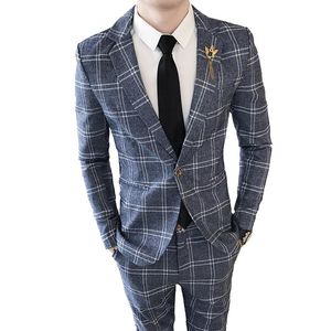 Trajes de hombre Nice Fashion Boutique Plaid Casual Mens Business Suit / Groom Wedding Dress Seedling (Chaqueta PNATS) Blazers