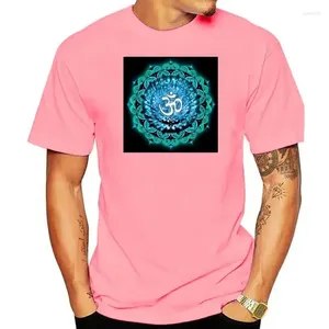 Costumes masculins n ° 2A1078 Blue Om Mandala Pattern T-shirt Cotton Men Top T-shirts Femmes Normal Tops Tees Custom Custom