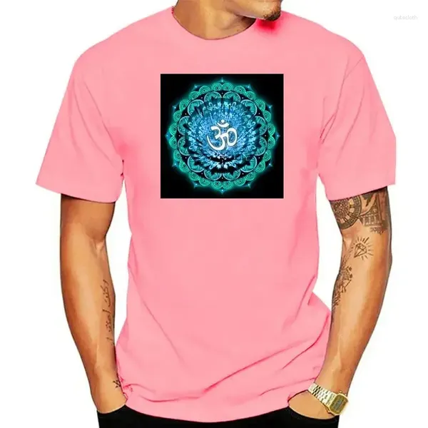 Costumes masculins n ° 2A1078 Blue Om Mandala Pattern T-shirt Cotton Men Top T-shirts Femmes Normal Tops Tees Custom Custom