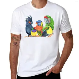 Herenpakken No.2A1176 Bird Watercolor Toucan Finch Lory Cockatoo Macaw T-shirt Kawaii Kleding Custom T Shirts Cute Tops Shirt Men