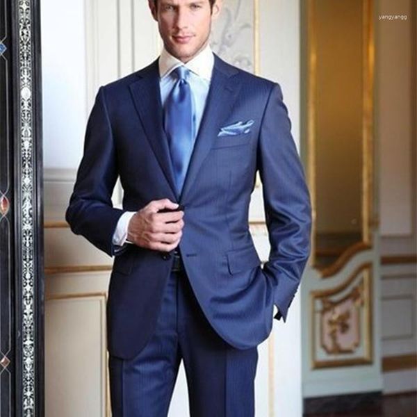 Costumes pour hommes NoEnName_Null Custom Made Royal Blue Groom Tuxedos 2023 Mariage Formel Hommes Marié Costume d'affaires (veste pantalon)