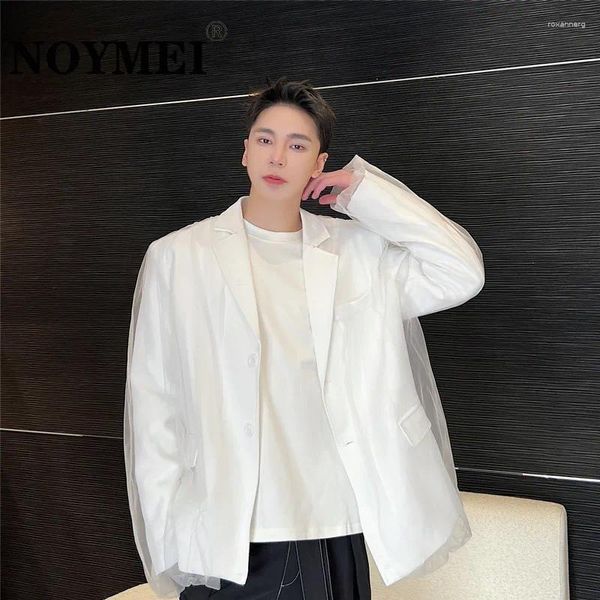 Costumes pour hommes Noymei Blazer Trend Mesh Suit Coat Style coréen Top ample 2024 Couleur unie Poches à col rabattu Simple boutonnage WA690