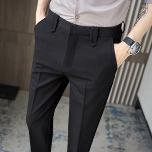 Trajes para hombres Pantalon Homme 36-28 Summer Longitud del tobillo Fit Slim Business Men Traje Pantalones Simples Match Formal Wear Bossers rectos