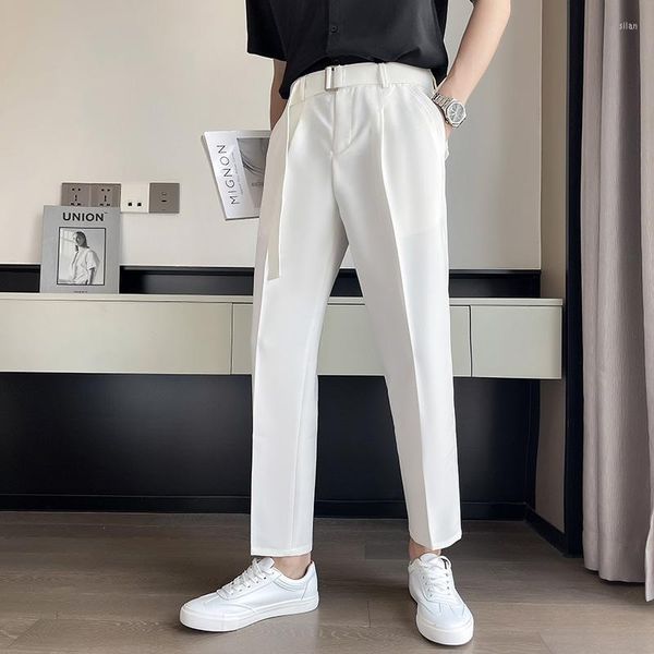 Trajes de hombre Pantalones Moda Slim 28-36 Recto Formal Hombres Traje de hombre Blanco / gris / negro Coreano Social Pantalones sueltos Vestido
